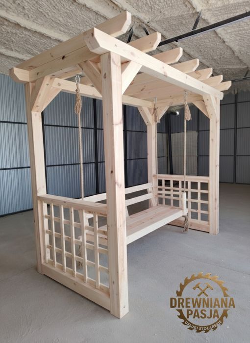 TRANSPORT POLSKA! Nowoczesna Huśtawka Pergola! Suszone drewno!