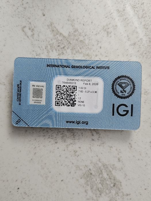 Naturalny Diament 1.02 ct Owal IGI | Ponad 1 karat! Okazja