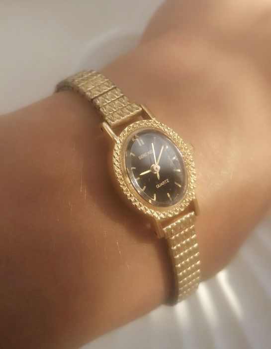 Seconda вінтажний жіночий кварцевий годинник позолота 24к Японія оригі