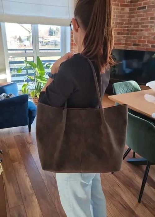 Air Force 1 czekoladowy brąz torebka damska zamszowa