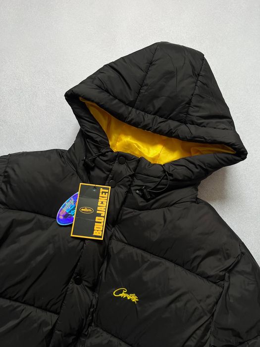 Куртка Corteiz Alcatraz Puffer Jacket Black/Yellow Пуховик Корте — zdjęcie 3