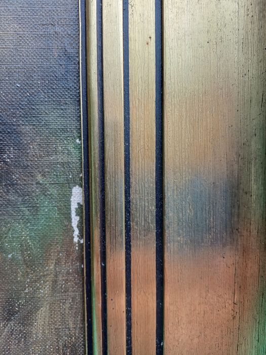 Stary obraz na płótnie sygnowany .