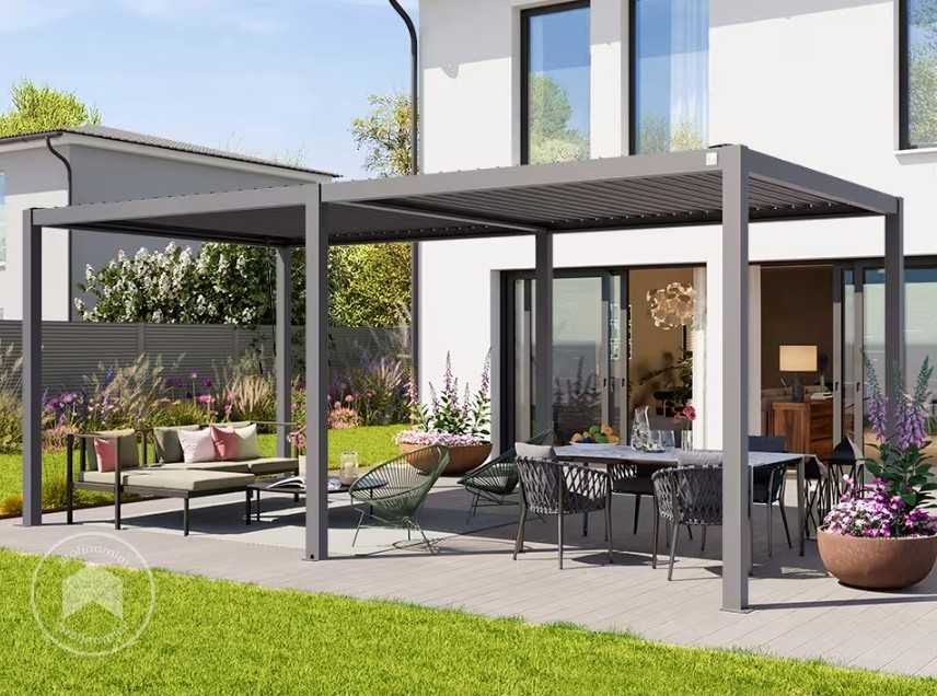 Profinamiot, 3x6m Pergola Premium, lamelowa, zadaszenie, szaroperłowy