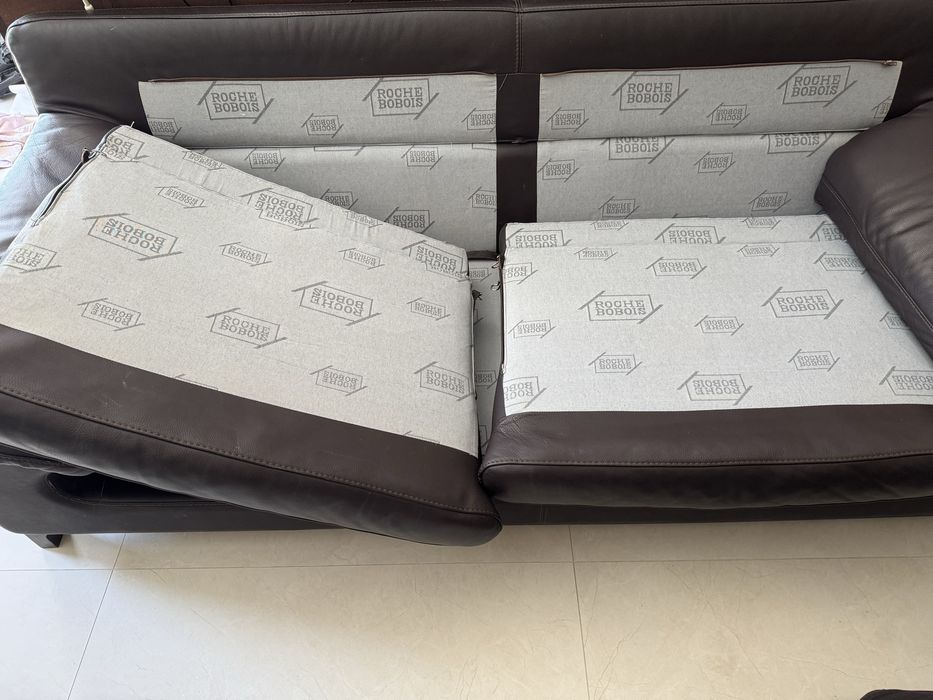 Sofá Roche Bobois Original em Pele – 3 Lugares – Castanho Chocolate