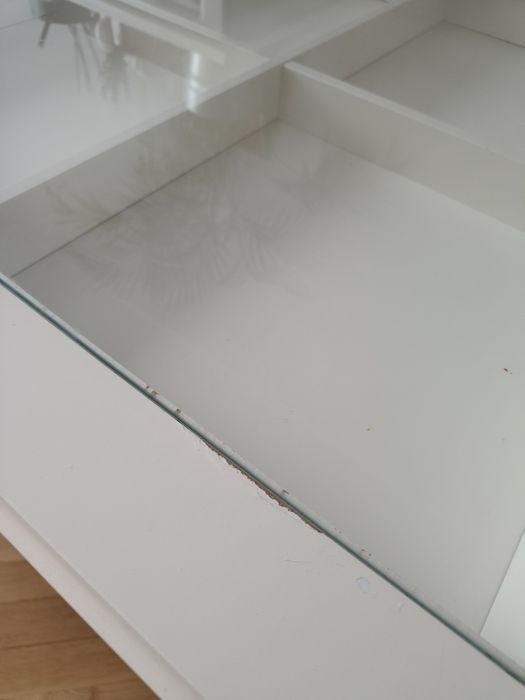 Stolik kawowy Ikea Liatorp z szufladą - szkło, drewno