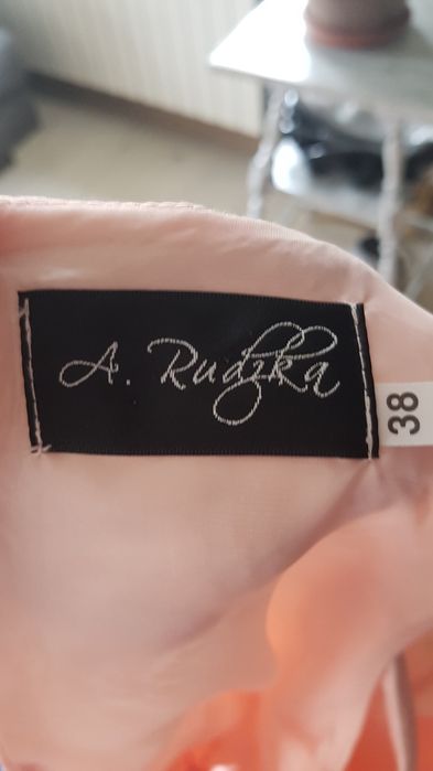 Sukienka wizytowa, na wesele, randkę, pudrowy róż, A. Rudzka,  r.38