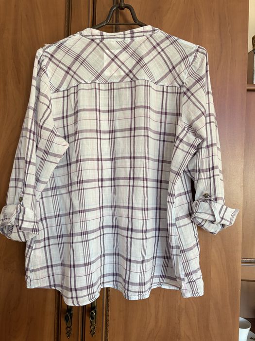 Letnia tunika M&S bawełna krata fioletowa 3/4