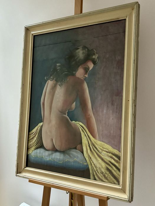 Kobiecy Akt Oryginalny obraz Pastela sygnowana Pál Fried  Paryż ca1950