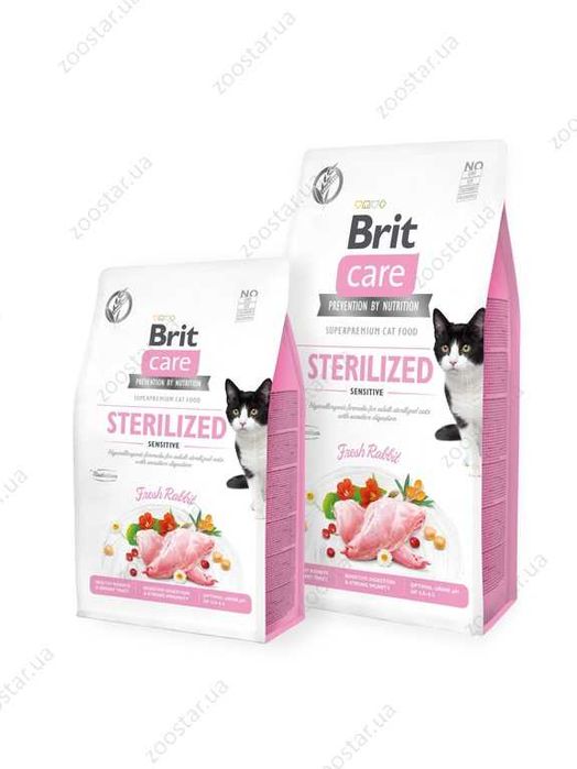 2кг Brit Care Cat GF Sterilized Sensitive корм для котів з кроликом