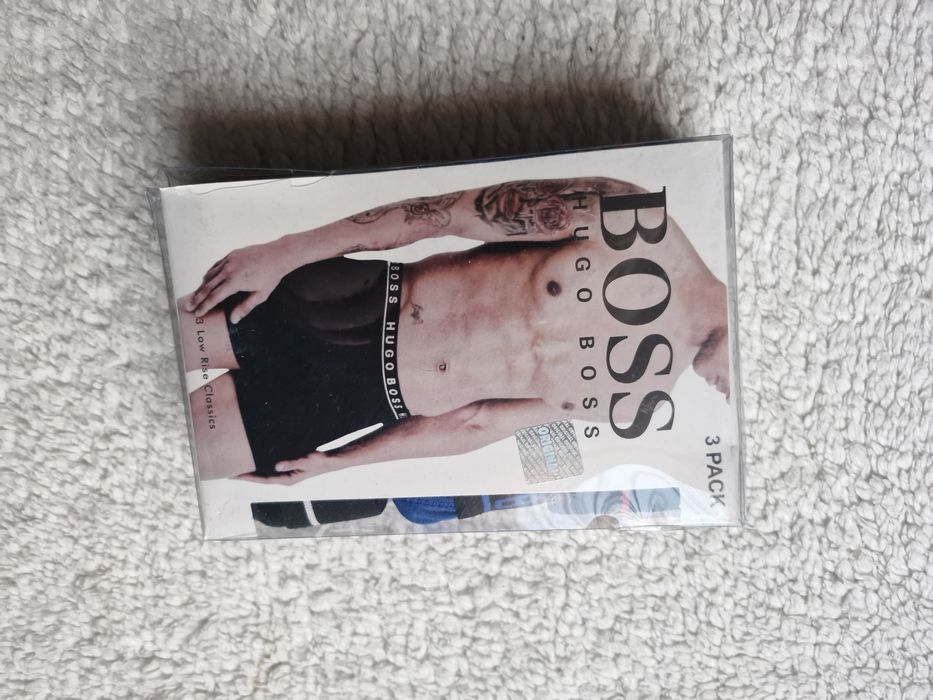 Męska bokserki 3szt czarny niebieski granat L nowe w pudełku bawełna