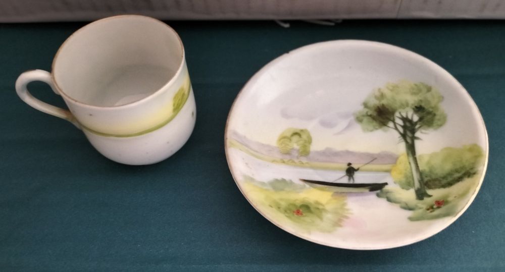 Chávena e Pires Pintado à Mão Made In Japan