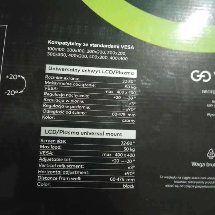 Uchwyt ścienny TV nowy