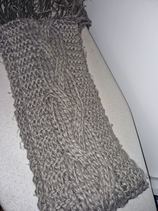 Szal zimowy damski 190cm x 18cm szary stalowy