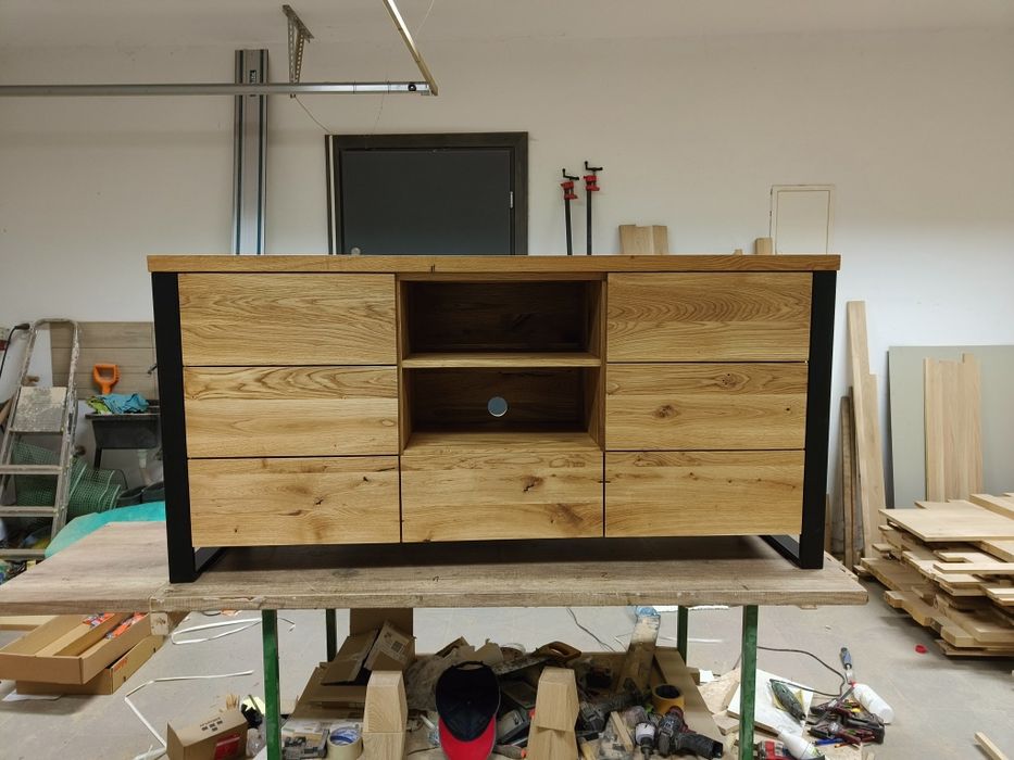 Komoda loft, lity dąb, szafka, Rtv