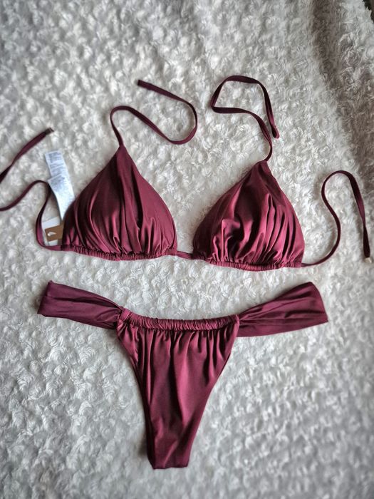 Calzedonia M 85B/80C/75D shiny satin bordeaux bordowy satynowy cudowny