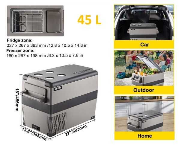 Arca Frigorífica Portátil 22L/35L/45L/55L 12VDC/24VDC ou 220VAC