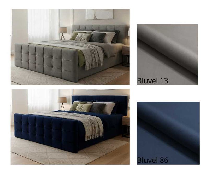 Łóżko kontynentalne sypialniane 140/160/180x200 welurowe