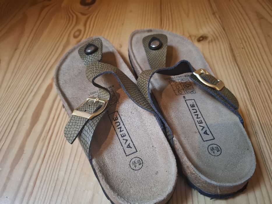 Klapki Avenue skora jak birkenstock 37 23,5cm wężowe