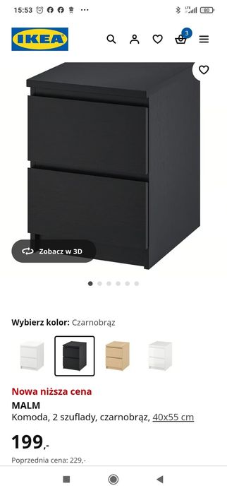 Zestaw Łóżko MALM Ikea ciemny brąz