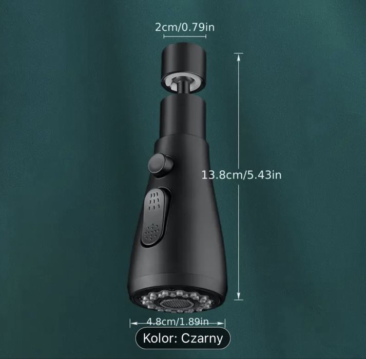 Przedłużacz Kranu Kuchennego AERATOR PERLATOR 3 FUNKCJE 360° CZARNY