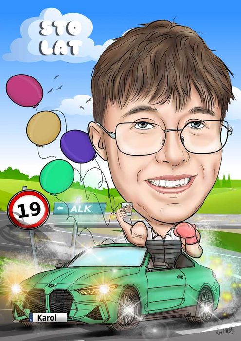 Karykatura, obraz urodziny