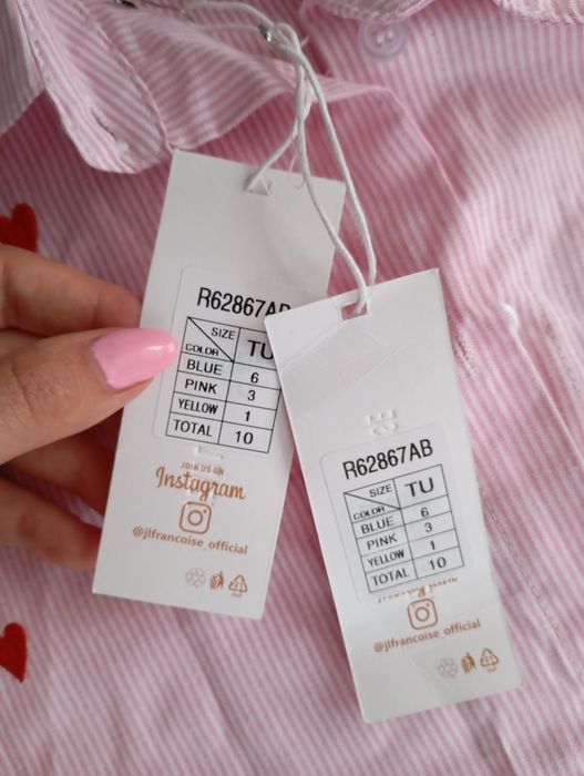 Komplet set letni różowy w czerwone serduszka butik one size nowy