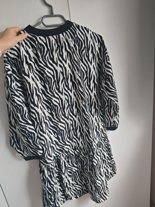 Sukienka w zebre drop waist czarno biała r. XS