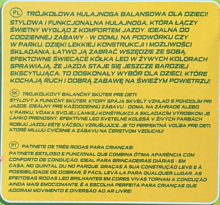 Trójkołowa Hulajnoga Balansowa Ele Fun regulowana wysokość
