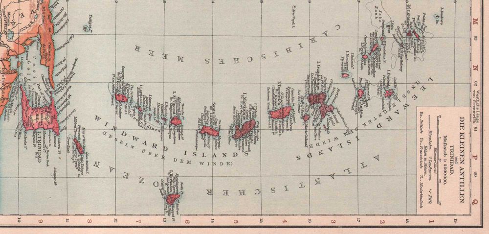 Kuba Jamajka Haiti Portoryko Antyle stara mapa 1893 rok autentyk