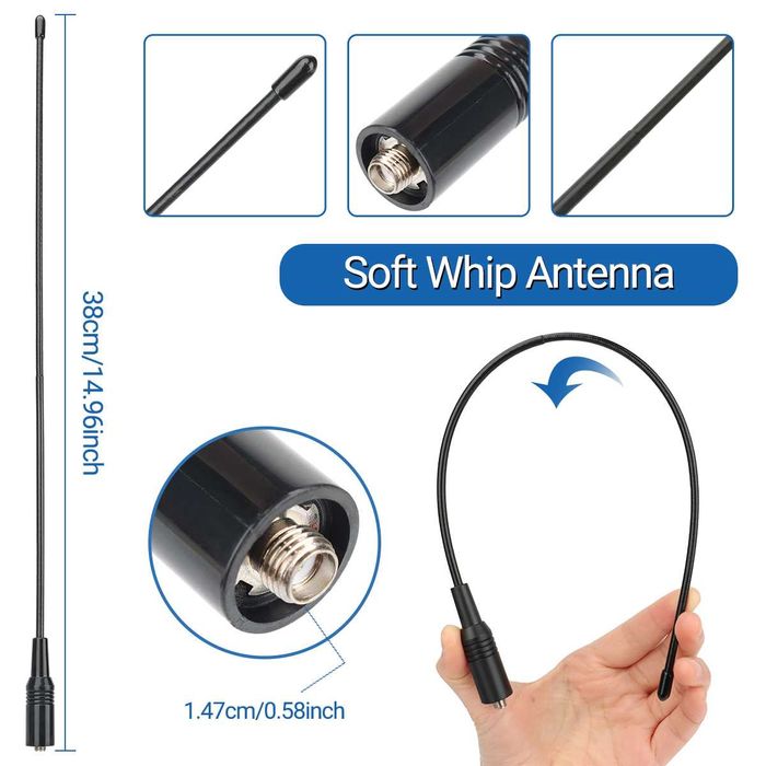 ABBREE 771 Walkie Talkie Antenna SMA Female VHF UHF Band Tri-Band GMRS