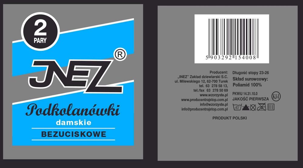 10 par Podkolanówki INEZ Elastil 20 Den. Beżowe lub czarne.