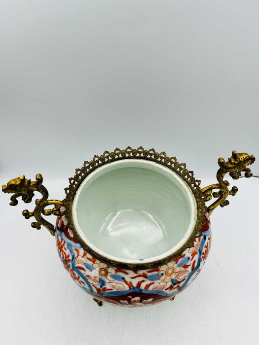 Porcelanowa Żardiniera Imari Brąz Antyk XX