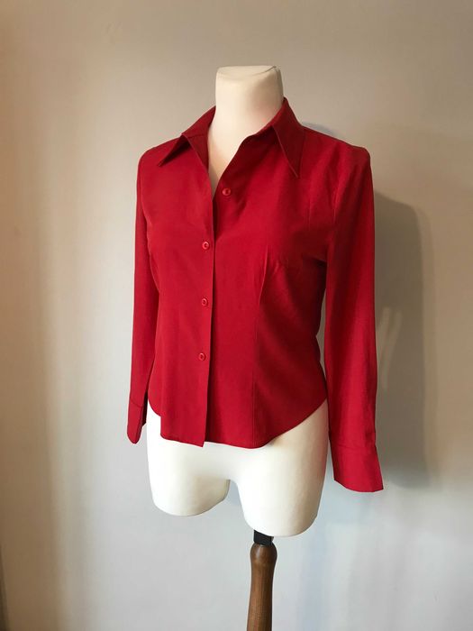 Klasyczna czerwona koszula z długim rękawem r. 44 taliowana