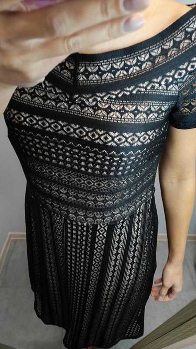 Bodyflirt sukienka czarna beżowa koronka M 38 L 40