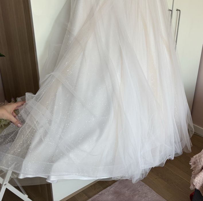 Suknia ślubna gorset rozm 42 tiul brokat