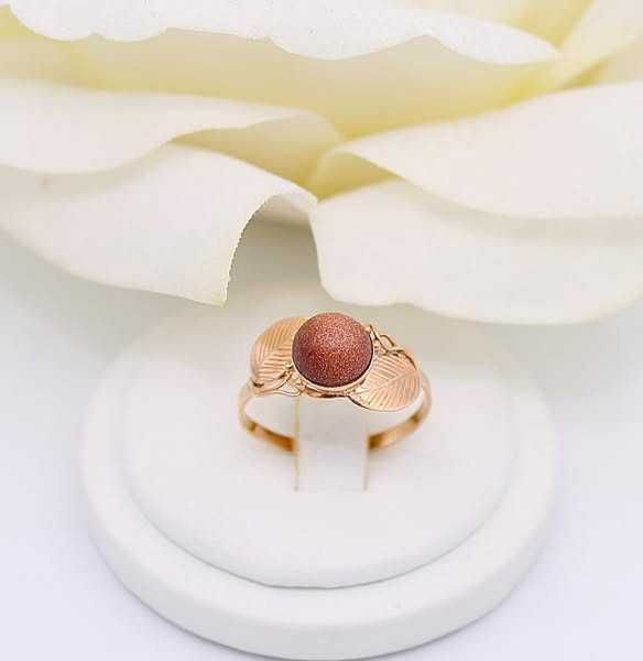 Złoty pierścionek p.585/1,78g z kamieniem - Piasek pustyni