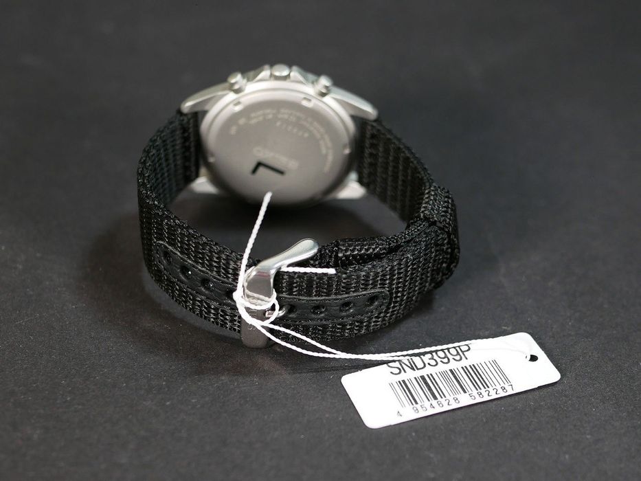 Seiko SND399Р Black з хронографом, нейлоновий ремінець