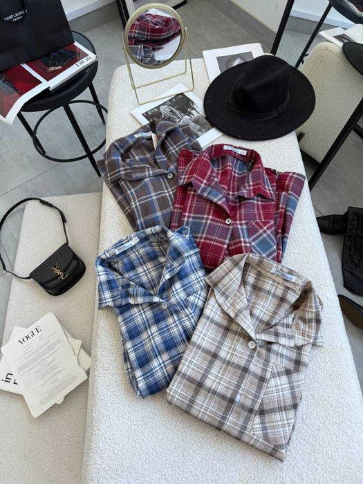 Женская рубашка в клетку/Жіноча сорочка в клітинку модель 594