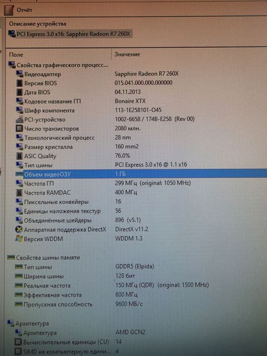 Sapphire Radeon R7 260X 1gb 128BIT GDDR5 dvi hdmi displayport Відеокарта Стан гарний