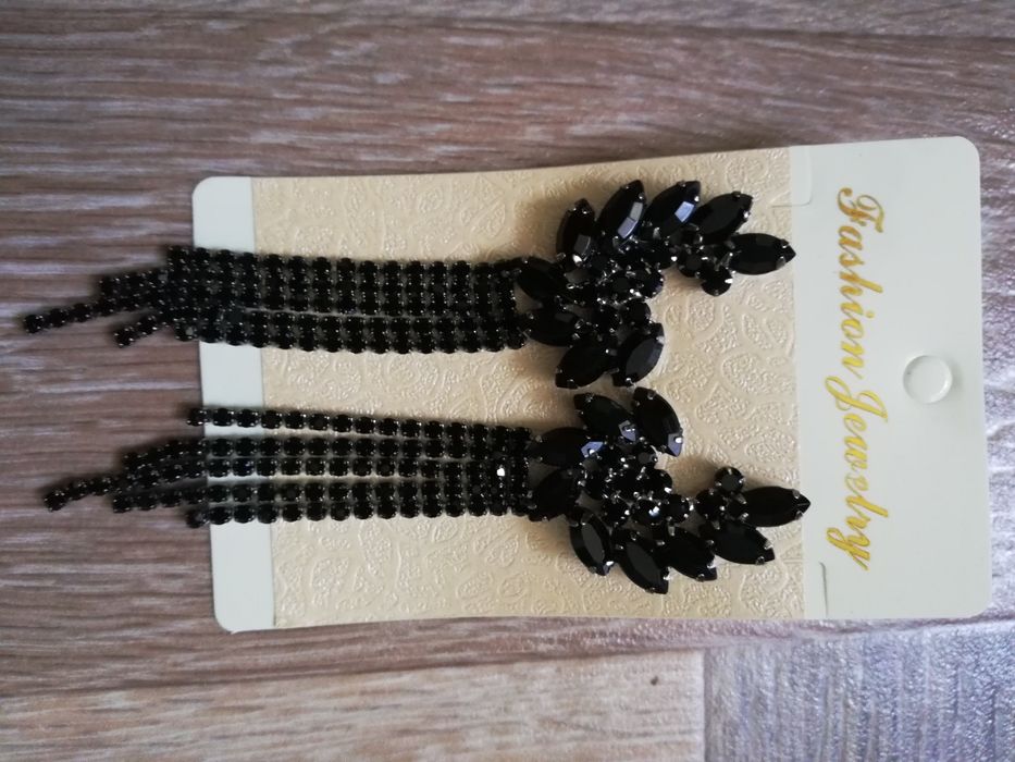 Роскошные винтажные чёрные серьги