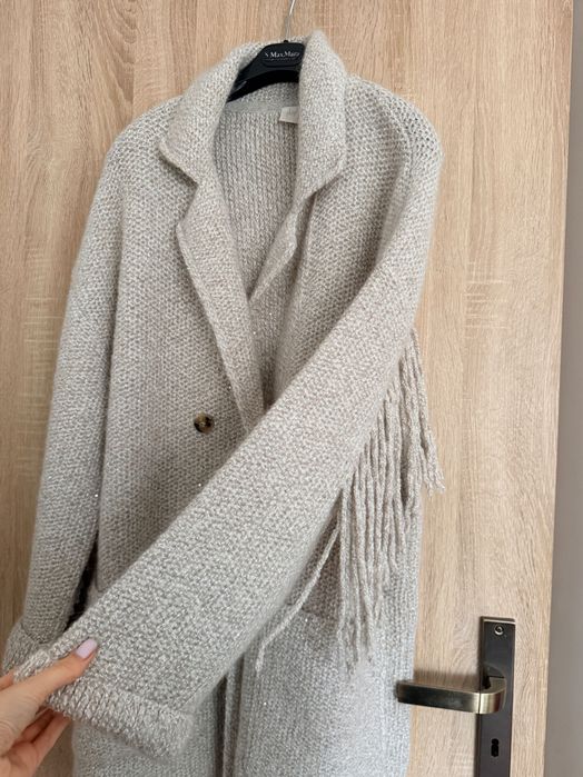 Płaszcz dzianinowy z frędzlami Marella XL