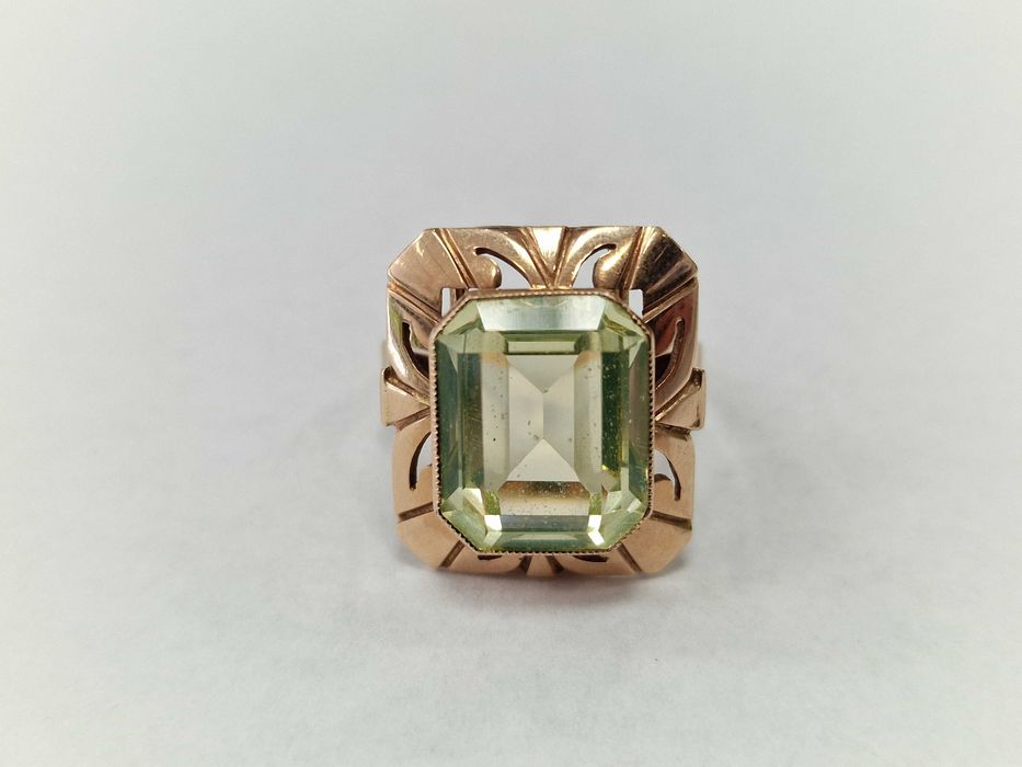 WARMET! Złoty pierścionek/ 585/ 7.58 gram/ R17/ Chryzolit/ 63-86