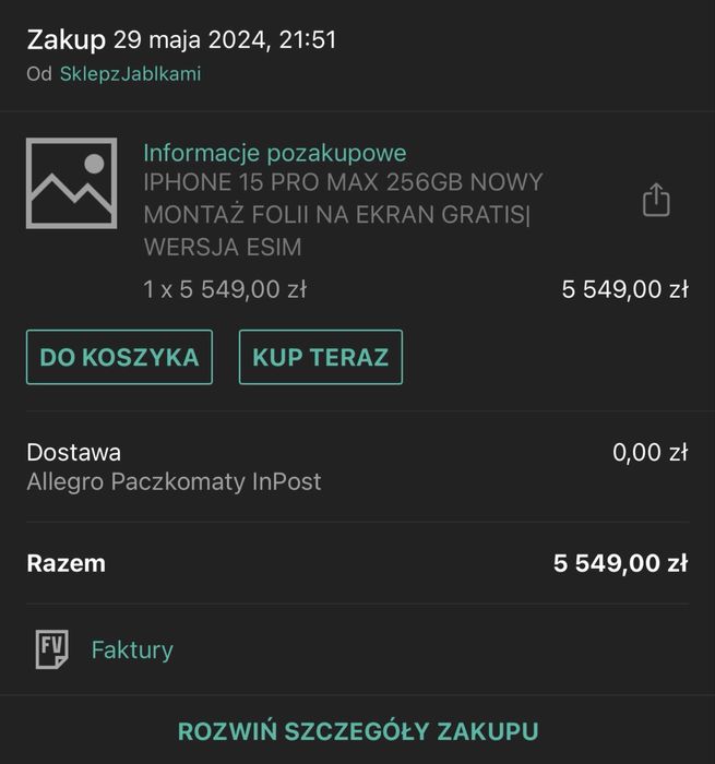 idealny iphone 15 pro max wersja e-sim 256gb black + 3 case