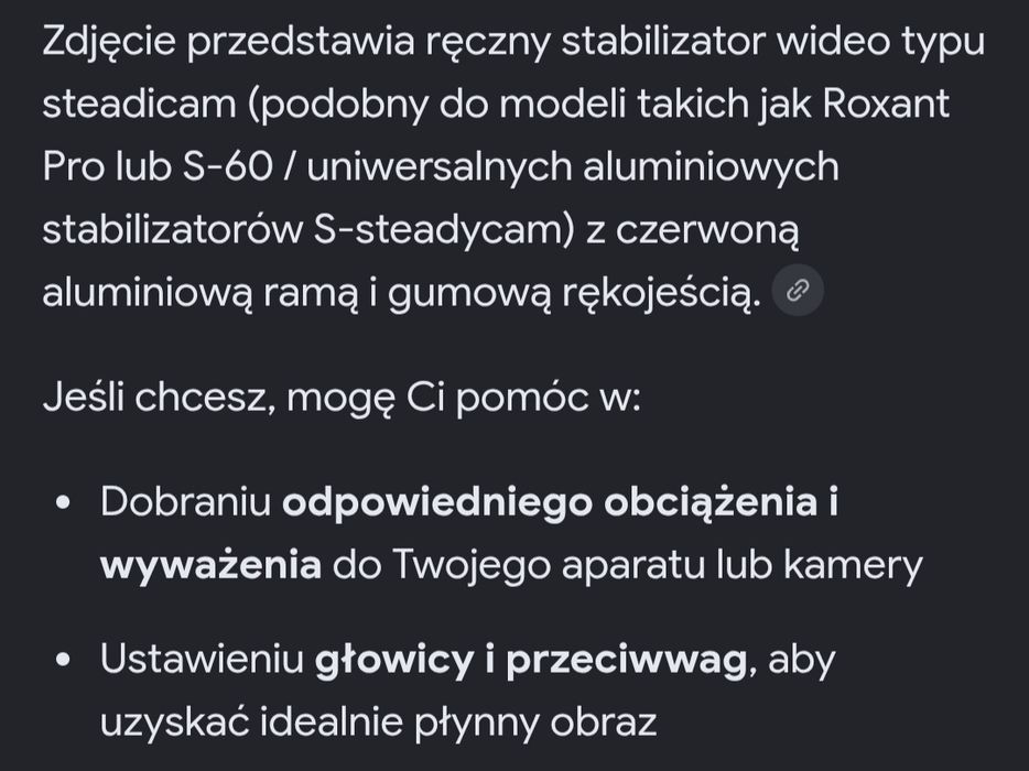Stabilizator, steadicam, statyw do kamery aparatu