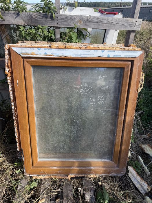 2x okno plastikowe pcv 89x104 rozwierno uchylne zloty dab biale (sklad okieb okno do  garazu remont domu wysylka wielosztuka)