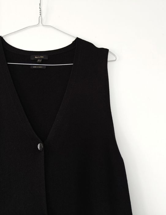 Kamizelka Massimo dutti 36 S czarna wiskozowa długa na guziki