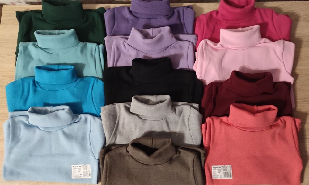 Водолазки рубчик однотонные с начесом р.92-134