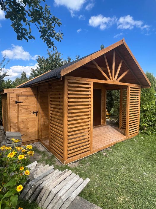 Domek letniskowy ogrodowy drewniany z tarasem "Orlando" 5x4