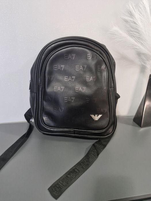 Meski damski plecak Ea7 nowy eco skóra czarny logowany pojemny duzy