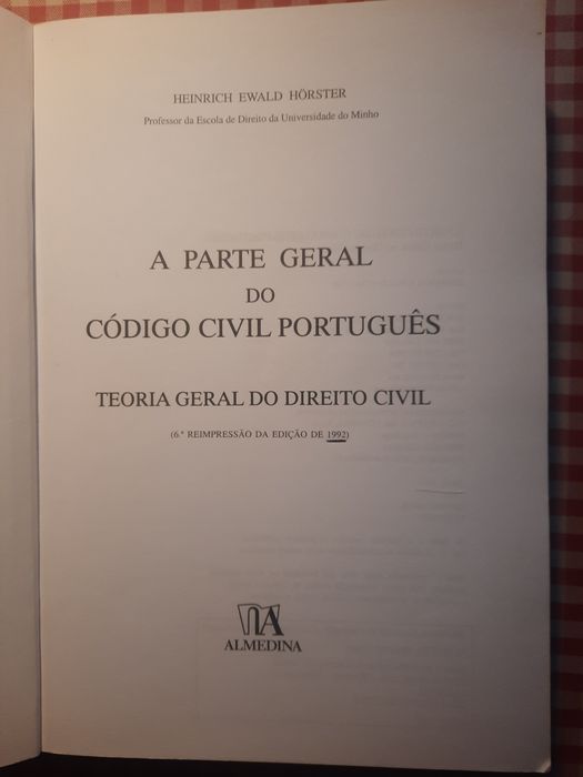 A Parte Geral do Código Civil Português  Doutor Horster